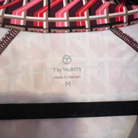 Talbots Red Geometric Long Sleeve Top - Picture 4 of 5